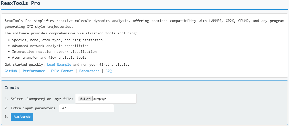Input file loading interface